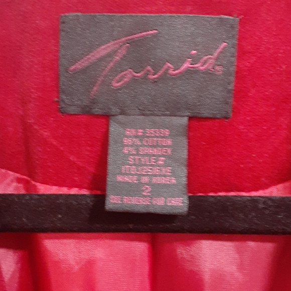 Torrid red velvet feel blazer jacket size 2 - Picture 5 of 9